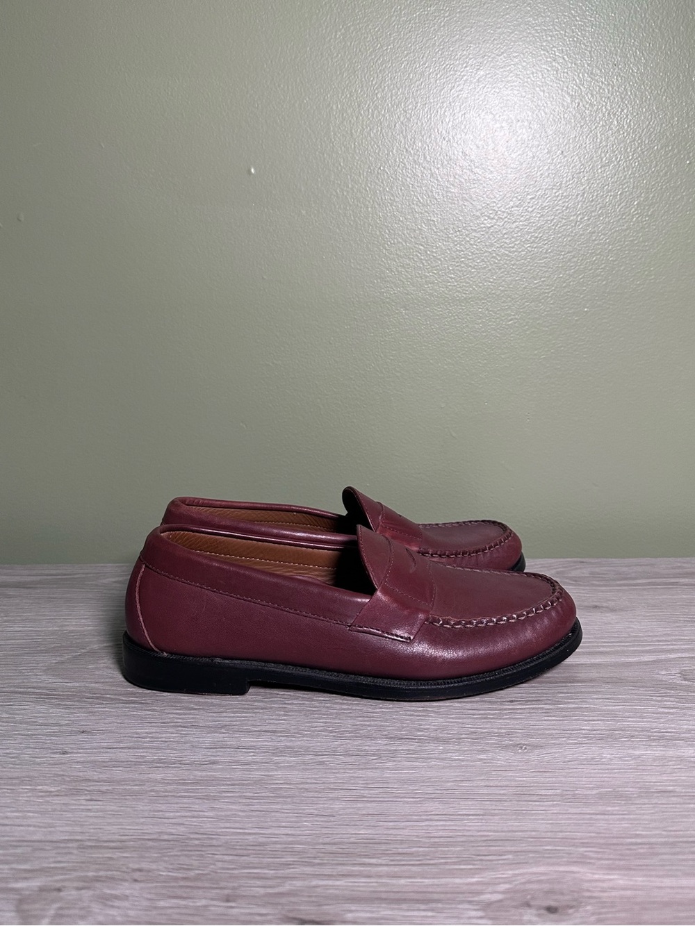 Brooks Brothers Penny Loafer Shoes Men 8 D Burgundy Leather Slip On Oxford